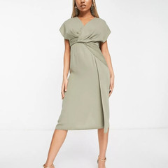 ASOS DESIGN twist and drape front midi dress US 14