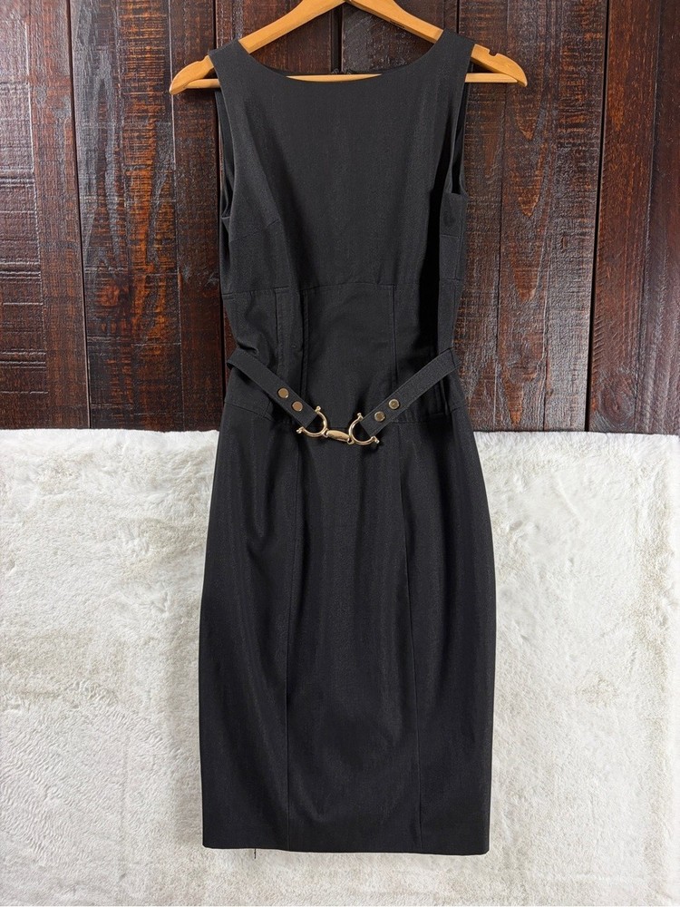 Vintage Cache Contour Collection Black Sheath Dress with Belt 4