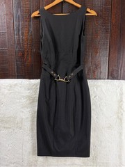 Vintage Cache Contour Collection Black Sheath Dress with Belt 4
