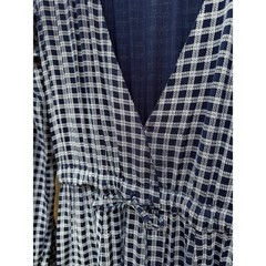 Christy Dawn Audrey Maxi Dress Navy Blue Check Plaid Size Small