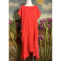 Free People Cool & Crisp Red Linen Blend Midi Dress Small S
