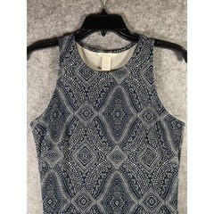 HM Navy Blue White Geometric Print Racerback Fit and Flare Mini Dress Small