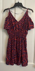 Yahada Women’s Dress Red and Navy Size Small EUC 100% Polyester Wrinkle Free
