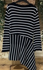 Alberay Black & White Monochrome Striped Jumper Asymmetrical Dress/Tunic Size 10