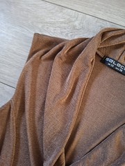 Select Copper & Black Stretch Mock Wrap Shift Dress Party Evening Retro UK14