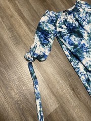 Absolutely Love It! Medium Blue White Tie Dye Off Shoulder Short Sleeve Dress