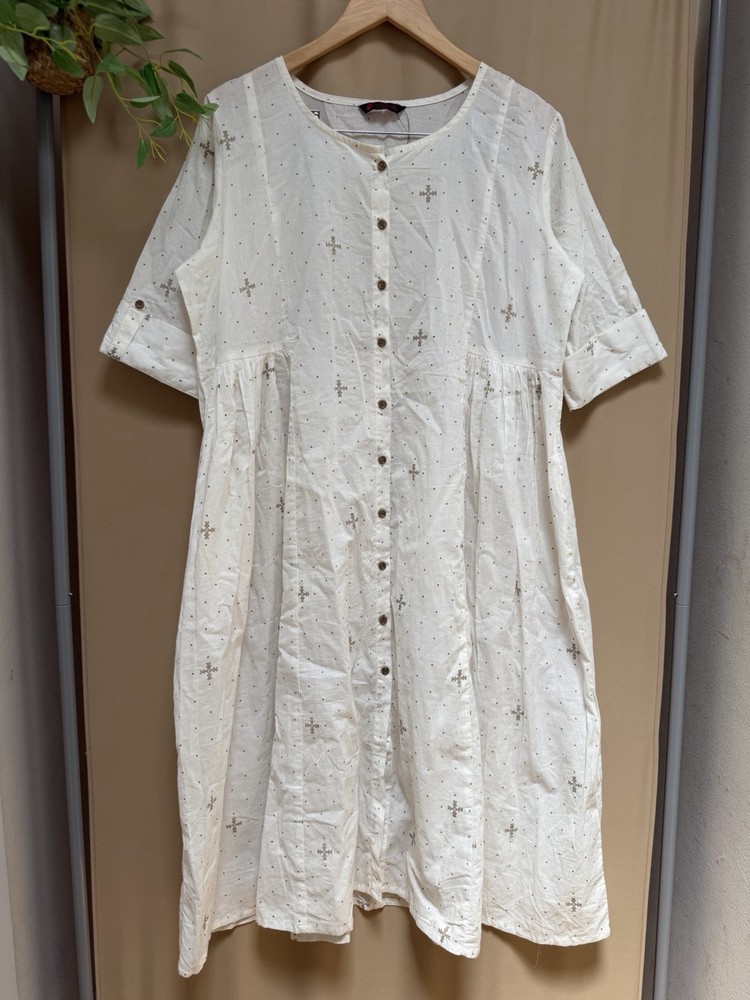 New MA&rsquo;VIE elegant comfort Geo print loose fit Boho dress Womens sz XL cotton