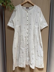 New MA&rsquo;VIE elegant comfort Geo print loose fit Boho dress Womens sz XL cotton