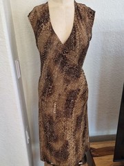 Lauren Ralph Lauren Wrap Top, Side Gathered, Snake Print, Stretch Dress Sz Large