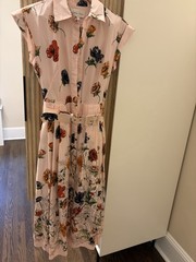 Gorgeous Belted Cara Cara Dress Pink W Flowers Size Small 100% Cotton