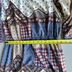 Divided Size 14 Blue Paisley Patchwork Mini Dress Boho Festival Viscose