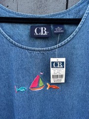 NWT CB CASUAL Jumper Dress (XL) Blue Denim Shift Pockets Pullover 48” Chest