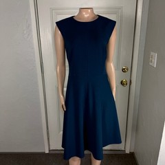 M.M. Lafleur Women&rsquo;s Dress 4 Stretch Casual Polyester Blue Sleeveless Crew Q30
