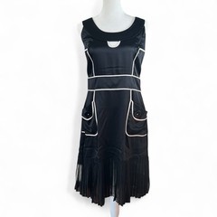 BECKERMAN Black Retro 100% Silk Mod Sleeveless Vintage Style Dress Size 8 USA