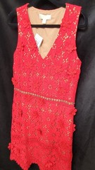 Michael Kors Scarlet Red Floral Appliqué Lace Dress Size 8 NWT Retail $350