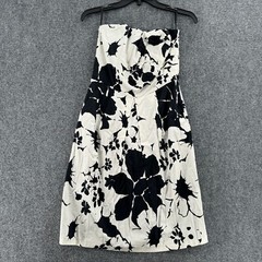 The Limited Dress Womens 2 White Black Floral Cotton Blend Flexible Sleeveless