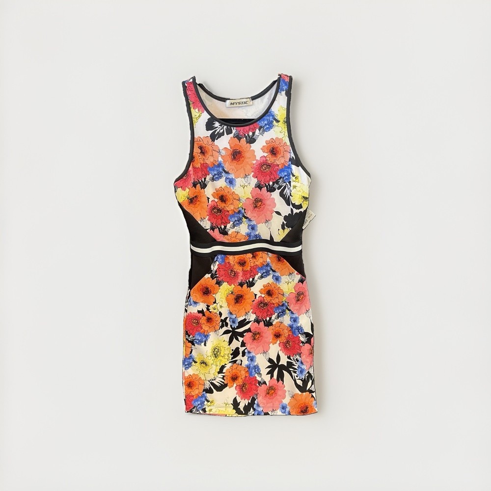 Mystic NWT Floral Bodycon Dress Sleeveless Round Neck Short Jersey Stretch M