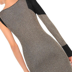JUST CAVALLI Jumper Dress Pencil Metallic Gold Black Dress Size 44 – RP £497.00