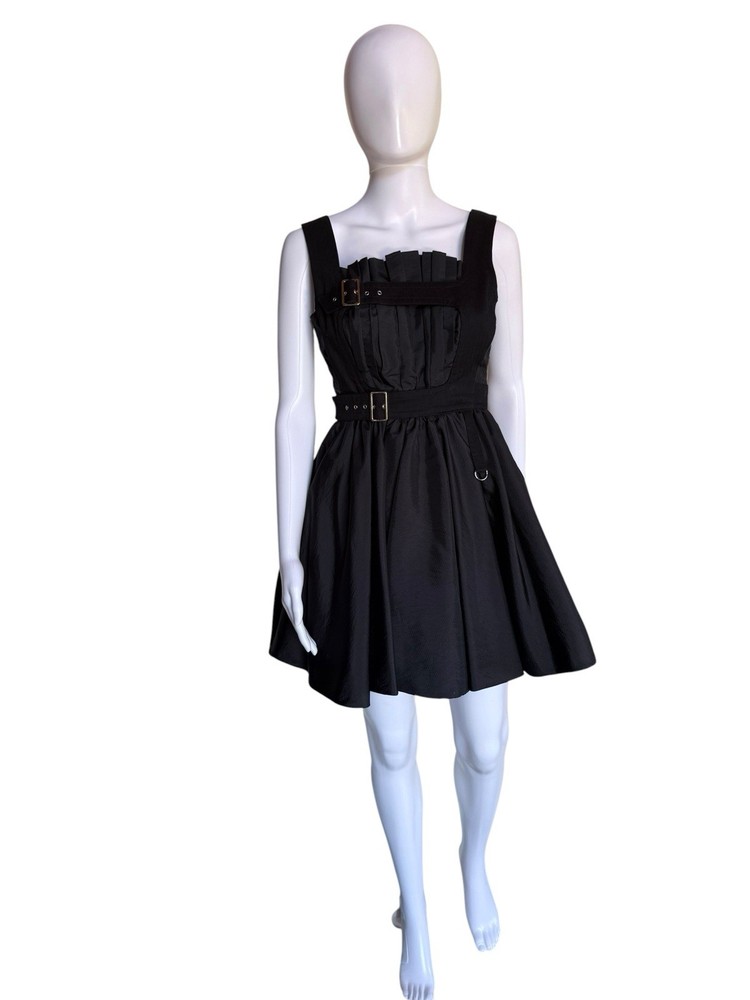 Marc by Marc Jacobs Black Bubble Dress XS Pleated Buckle Utility Mini Vintage