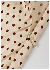 Women Doen Silk Blend Polka Dot A-line Flare Midi Dress