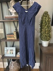 Vince V Neck Tie Back Flutter Sleeve Midi Dress Twilight Blue Womens Size XL