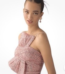 MAC DUGGAL Sequined Faux Bow Column Gown Pink Sequin Size 4 NWT $398