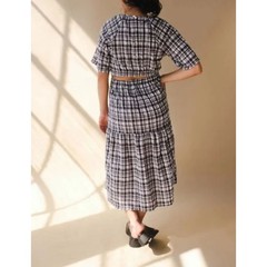 Anthropologie Just Female Hamilton Midi Dress Large Gingham Lightweight Cottage