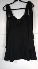 Blue Rain Black Mini Dress Sz Medium w/ Pockets Tie up Shoulder Straps Party