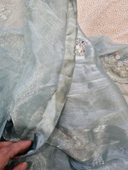 Pakistani Embroidered Anarkali beaded Dress gown Suit Aqua Blue Party Wedding