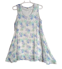 India Boutique One Size Gauzy Chiffon Dress Lined Stars Beach Flowing Vacation