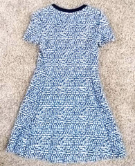 TORY BURCH PONTE DRESS « Vienna » Blue White Geometric Zip Front, Women&rsquo;s XS