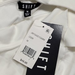 Shift Asymmetrical One-Shoulder Mini Dress Women Size Medium Cream Ivory Ruffles