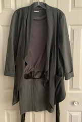 Brunello Cucinelli Grey 2 piece Belted Mini Dress w Draped Over Top Silk Linen S