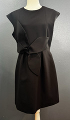 Ted Baker London Black Solid Round Neck Sleeveless Sheath Knee Dress Bow Zip 4
