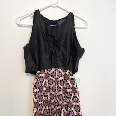PJK PATTERSON J. KINCAID Black Leather Cutout Mini Fit Flare Dress NO SIZE S M ?