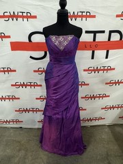 Purple Strapless Formal Gown Beaded Prom Or Evening Dress
