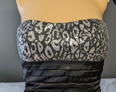 TABOO Black Strapless Sequin – SILKY – Bodycon Dress Mini – RUCHED – Size Small