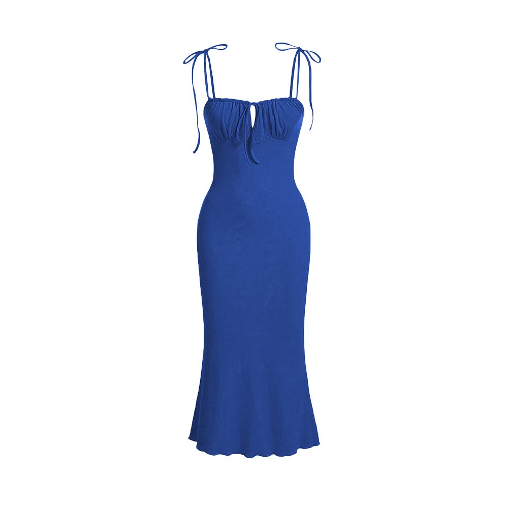 Women&rsquo;s Spaghetti Strap Ruched Bodycon Maxi Dress Sleeveless Summer Gown