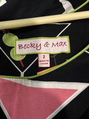Becky & Max Y2K Black Martini Print Sleeveless Dress sz 2 NWOT