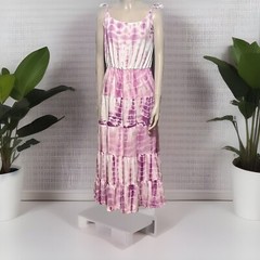 Medium Purple Tye Dyed Spaghetti Strap Tiered Sundress By Young USA