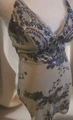 Purple Sequin Small To Medium Dress Thigh Length Plunging Neck Glamour Stretchy