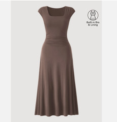 OGL SkinKiss Cooling Square Neck Ruched Midi Bra Dress