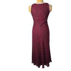 Positive Attitude Burgundy Black Floral Lace Maxi Dress Medium Vtg Gothic Vampy