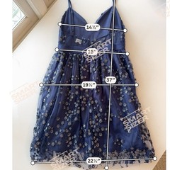 Chérie LA Navy Embroidered Sequin Tulle Dress L