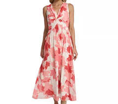 Calvin Klein Sleeveles V-neck Twist Front Maxi-Print Modern Floral Pattern 16W
