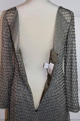 Stephen Yearick Taupe Grey 100% Silk Hand-Beaded Full Length Gown Size 8 Ex Cond
