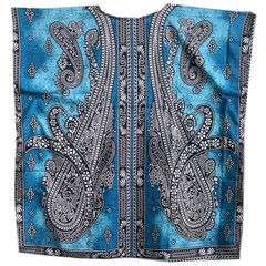 Women’s Paisley Print Turquoise Tunic Blouse Size L 34&Prime; Bust Boho Chic