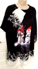 Women&rsquo;s New Multicolor Christmas Snowman Print Polyester Dress, Size 2XL.