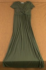 Rheas Thea Womens Medium Green Cinching Draped Nursing Maxi Dress NWOT *Flaw