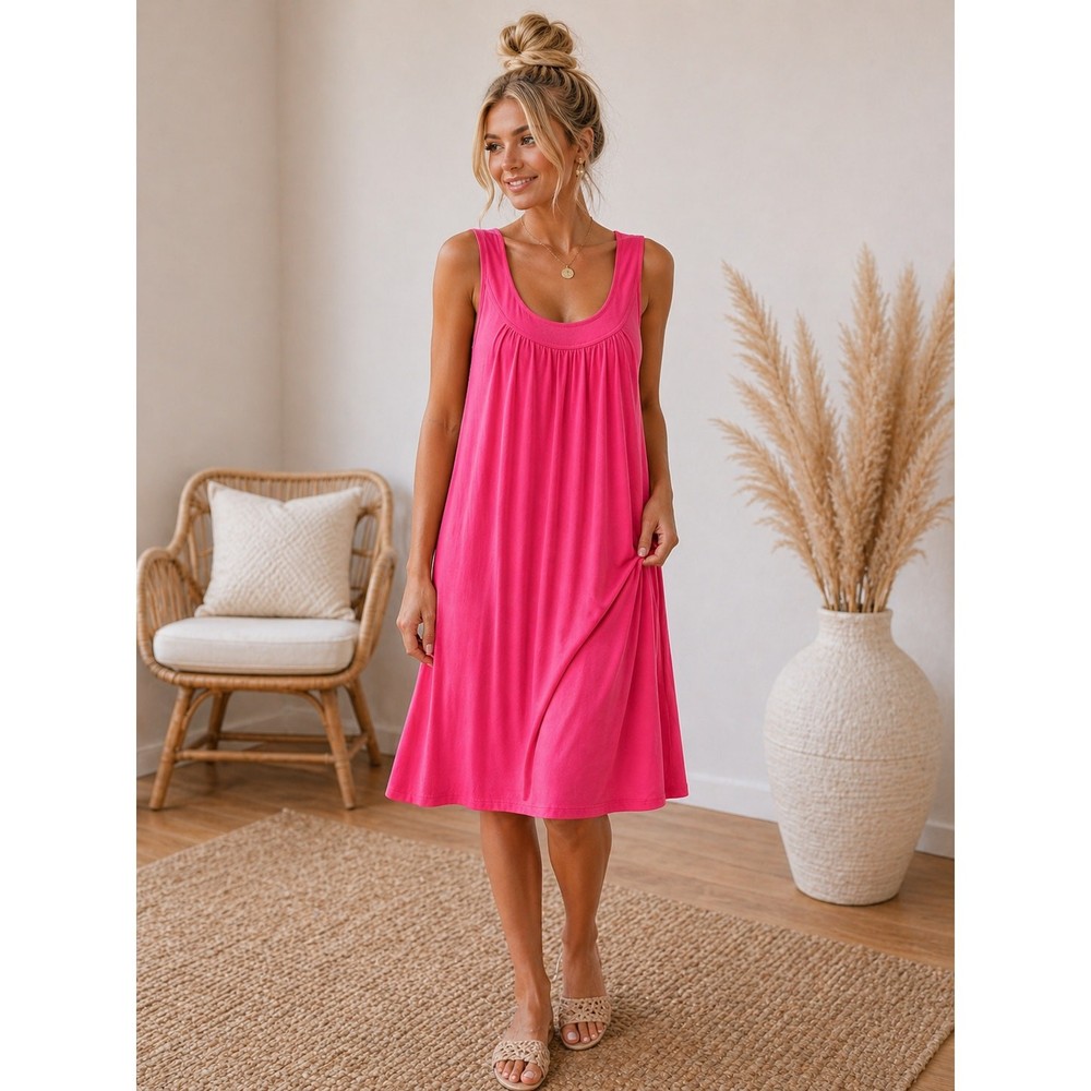 NWT Unity Stretch Plus Pink Sleeveless Flowy Tunic Top One Size Fits Most